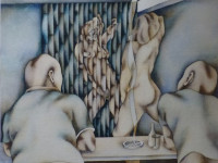 Oscar Gacitua - cabaret -acuarela - 73 x 51 cms - 1986